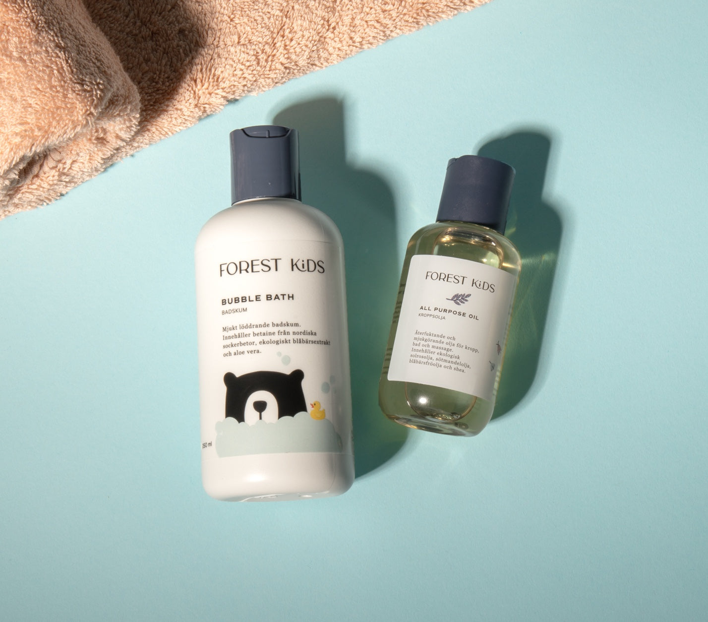 The Forest Kids Bath Ritual Bundle includes our bath essentials Bubble Bath and All Purpose Oil.