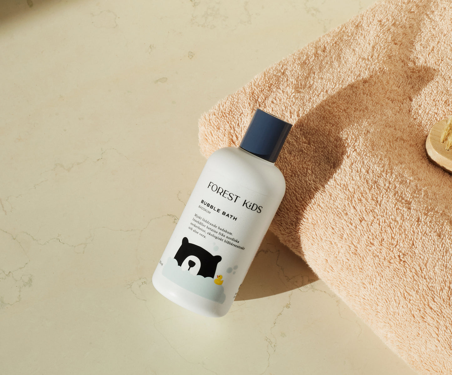 Forest Kids soft foaming bubble bath. With a generous foam and a mild scent your bath will be a relaxing and fun time for the family